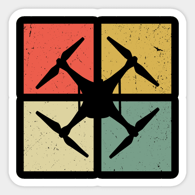 Drone Retro - FPV Drone Pilot, RC Quadcopter Sticker by Wakzs3Arts